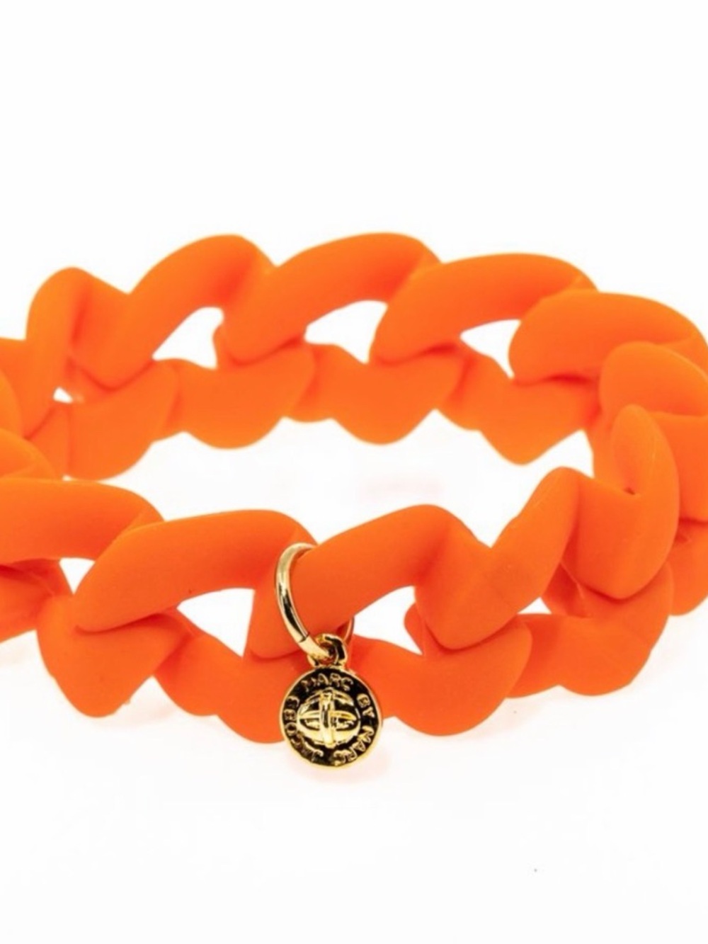 Marc Jacobs Orange & Black Link Bracelet with Gold Charm Disc (lot of 2)